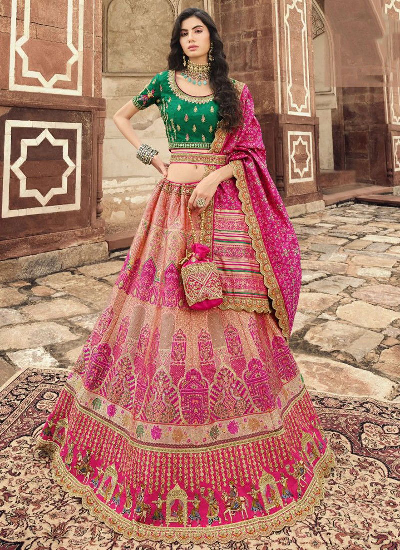 Pink And Green Colour Vrindavan Vol 29 Royal New Latest Designer Ethnic Wear Silk Lehenga Choli Collection 10204